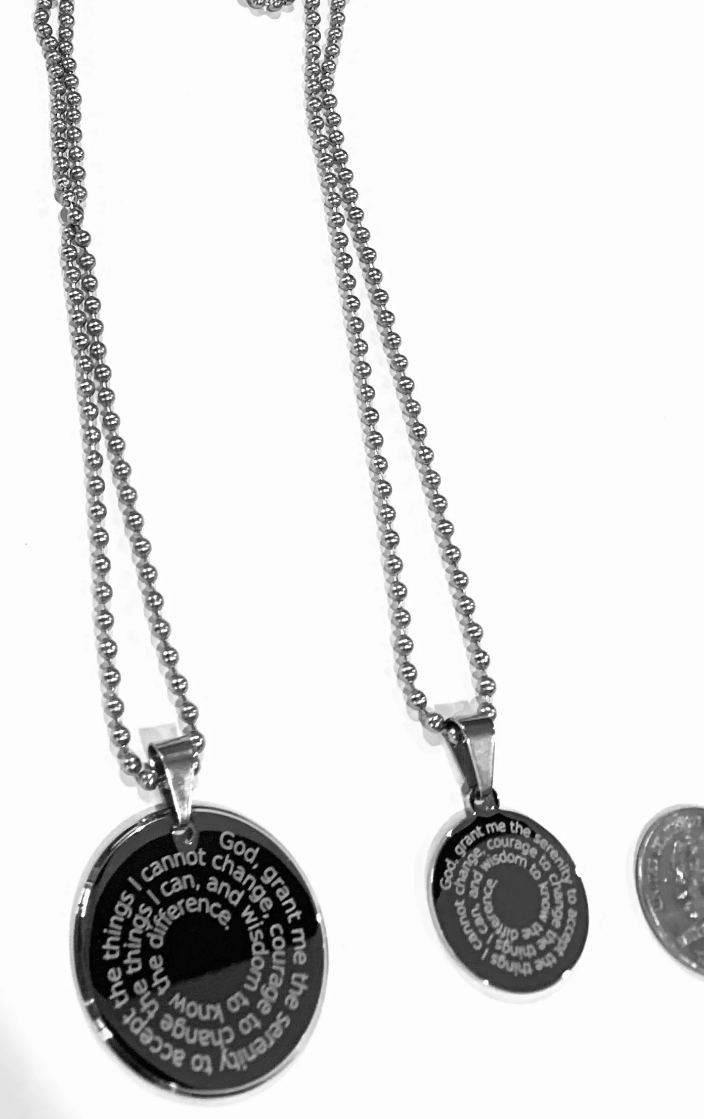 Serenity Prayer His and Hers Pendant Necklaces