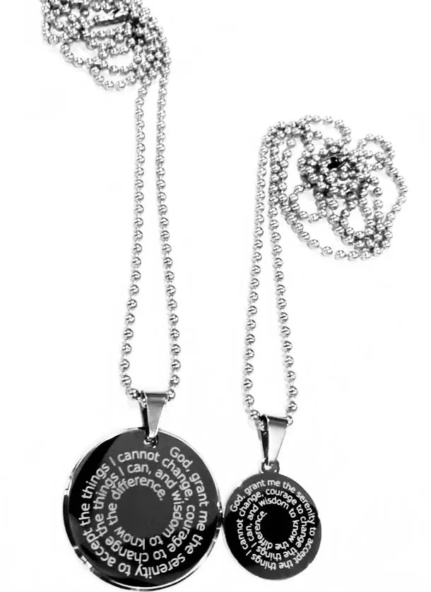 Serenity Prayer His and Hers Pendant Necklaces