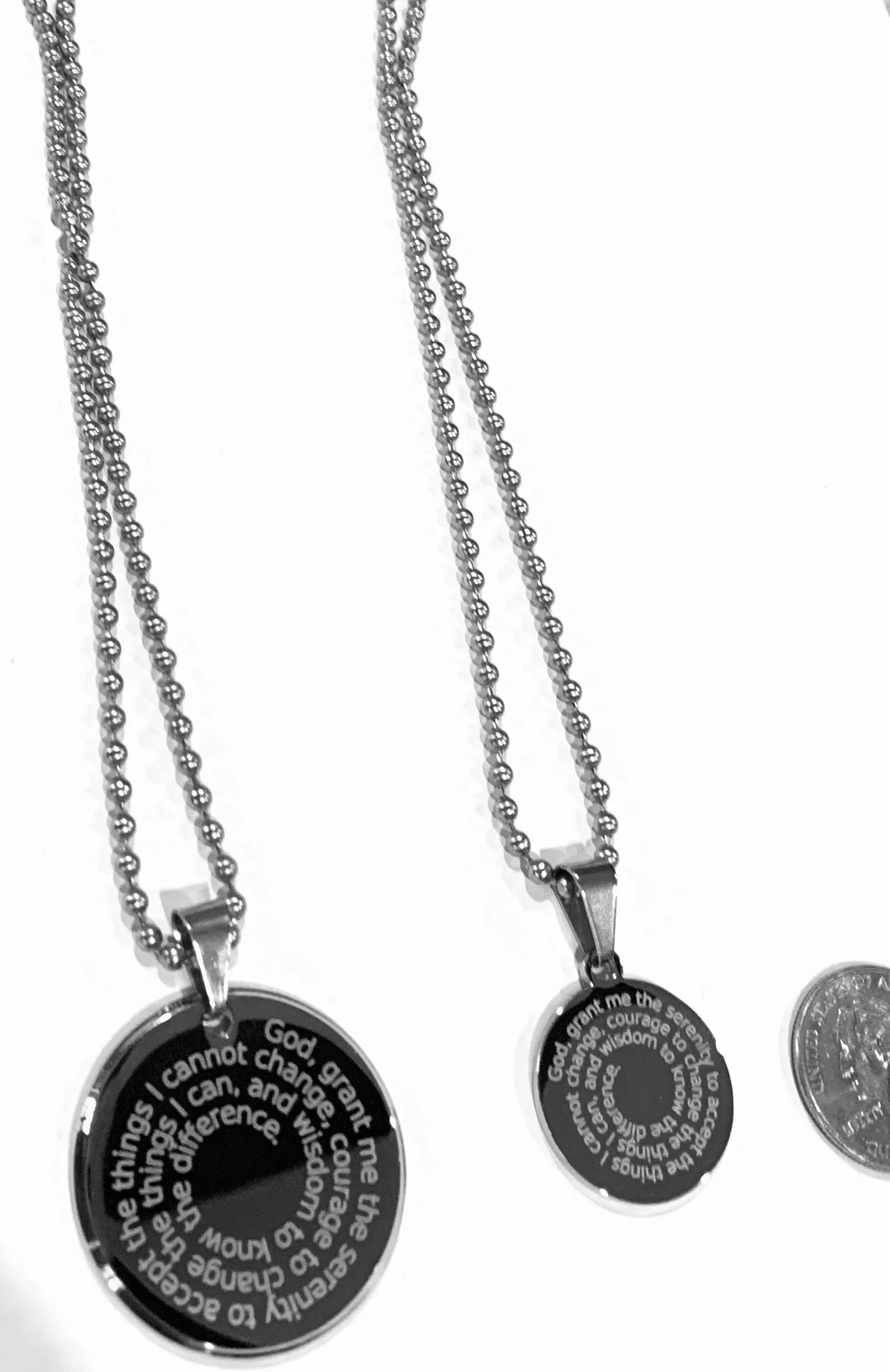 Serenity Prayer His and Hers Pendant Necklaces