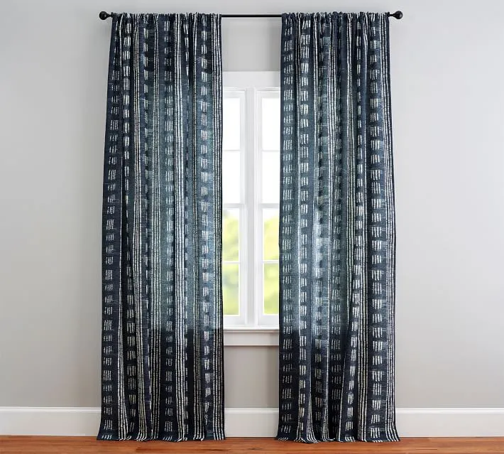 Shibori Dot Linen Cotton Rod Pocket Curtain