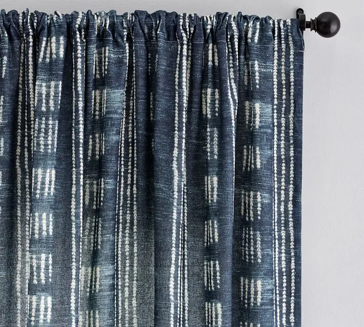 Shibori Dot Linen Cotton Rod Pocket Curtain