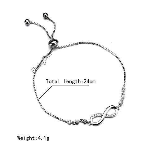 Shining Diva Fashion Infinity Crystal Charm Silver Plated Bracelet for Women (Silver, 10672b),One Size