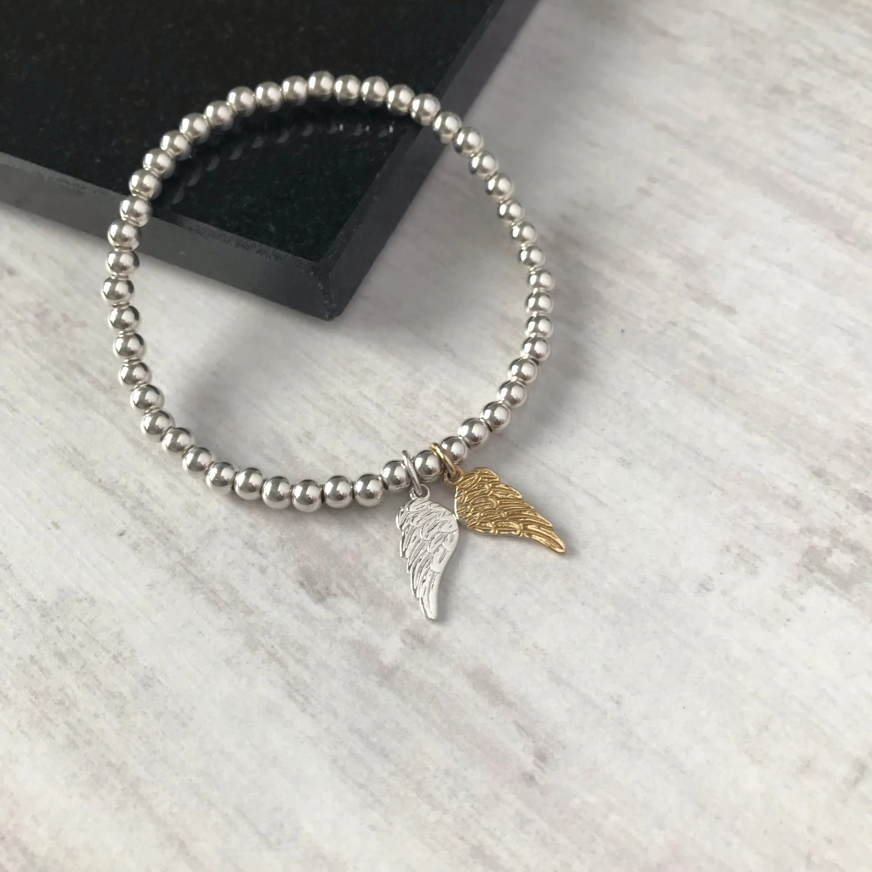 Silver and Gold Angel Wing Bracelet