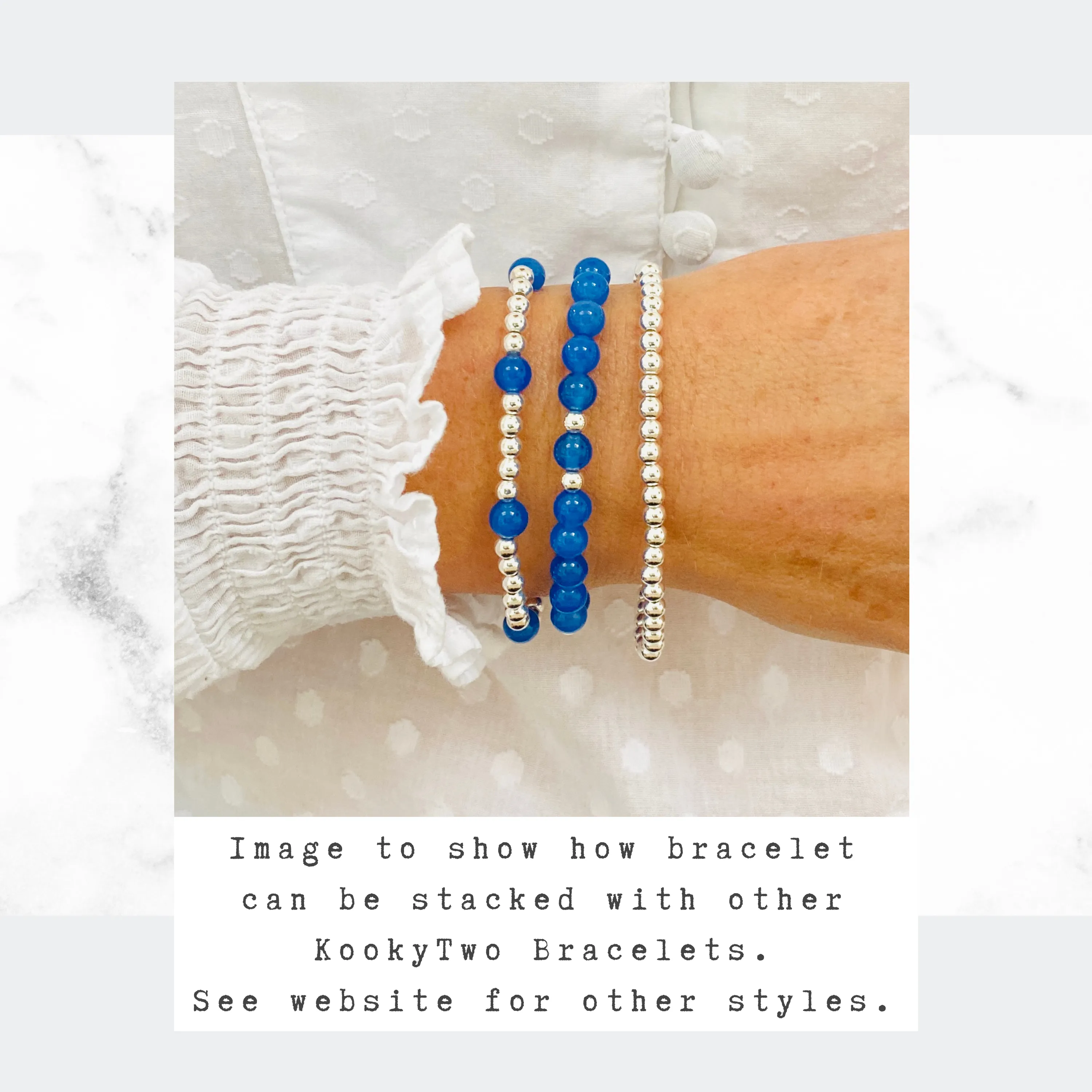 Silver Bead and Blue Onyx Gemstone Bracelet