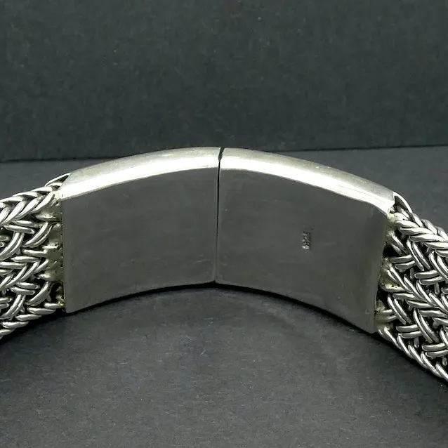 Silver Bracelets, Large size, Strong Clasp, Woven 925 Sterling Silver sp