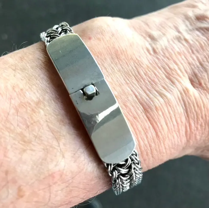 Silver Bracelets, Large size, Strong Clasp, Woven 925 Sterling Silver sp