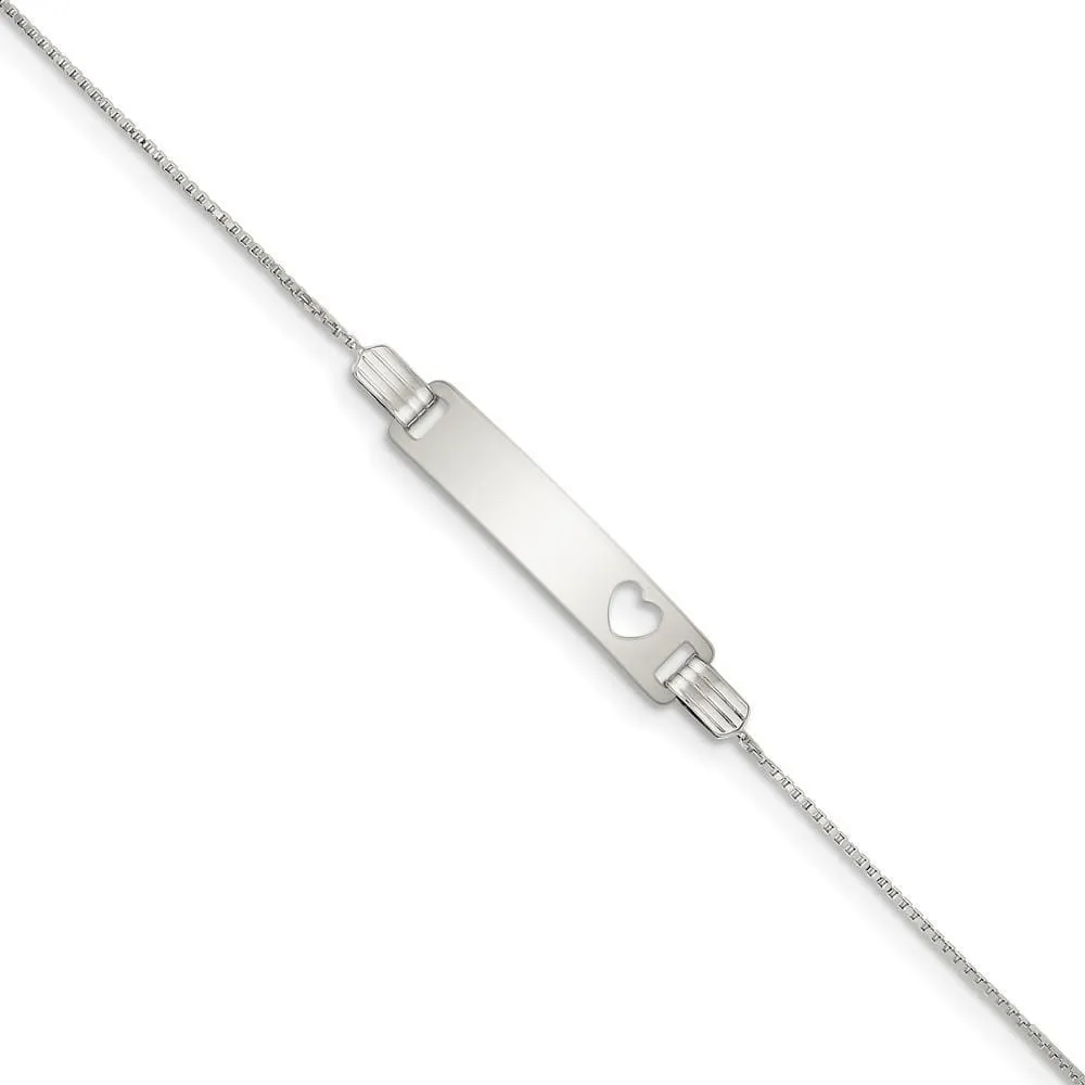 Silver Engravable Baby ID Cutout Heart Bracelet.