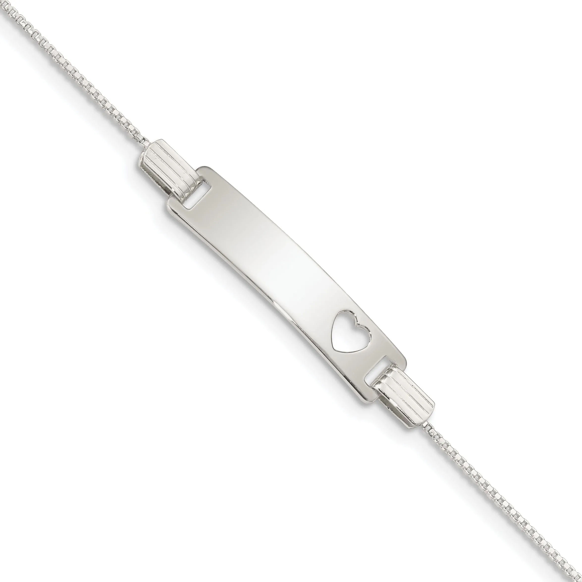 Silver Engravable Baby ID Cutout Heart Bracelet.