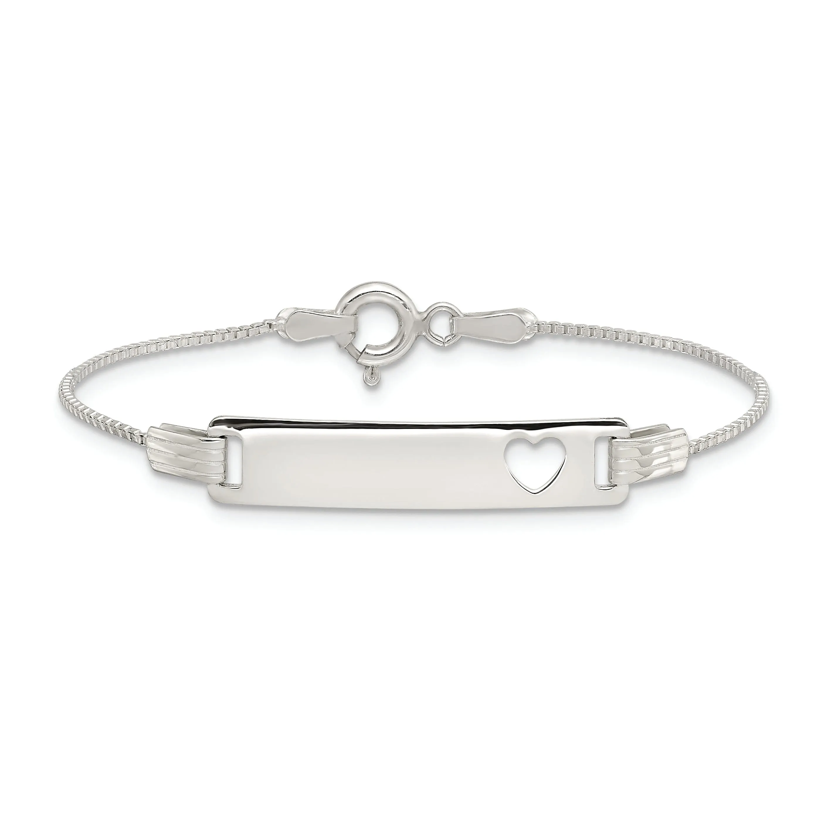 Silver Engravable Baby ID Cutout Heart Bracelet.