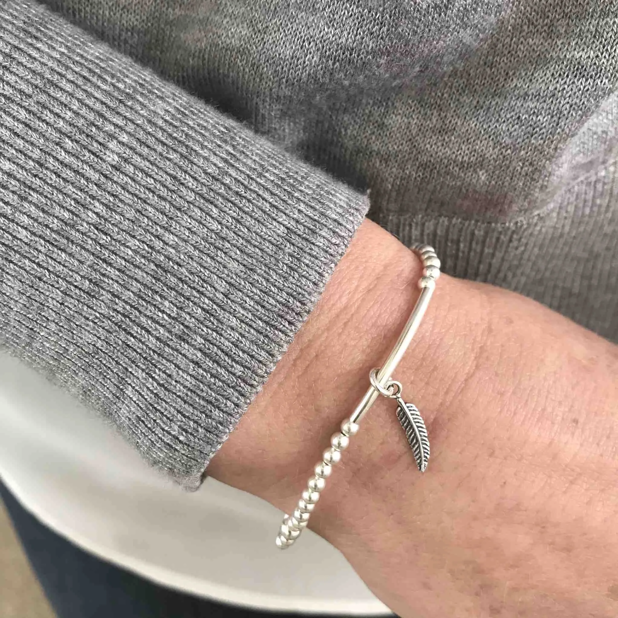 Silver Feather Bracelet