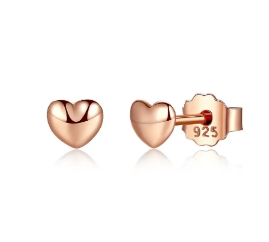 Silver Gold Heart Stud Earrings