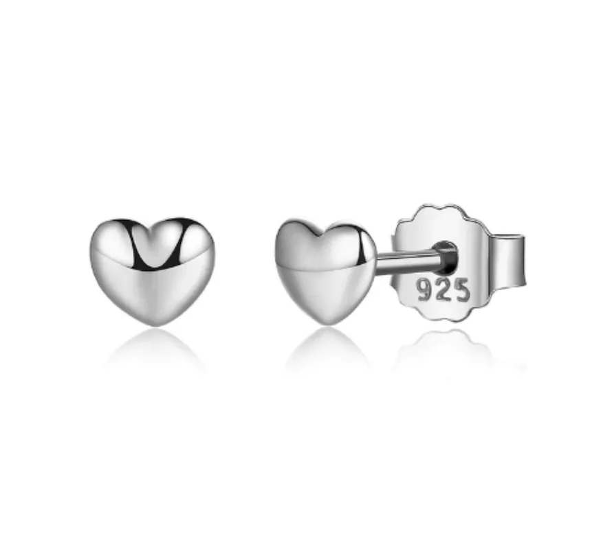 Silver Gold Heart Stud Earrings