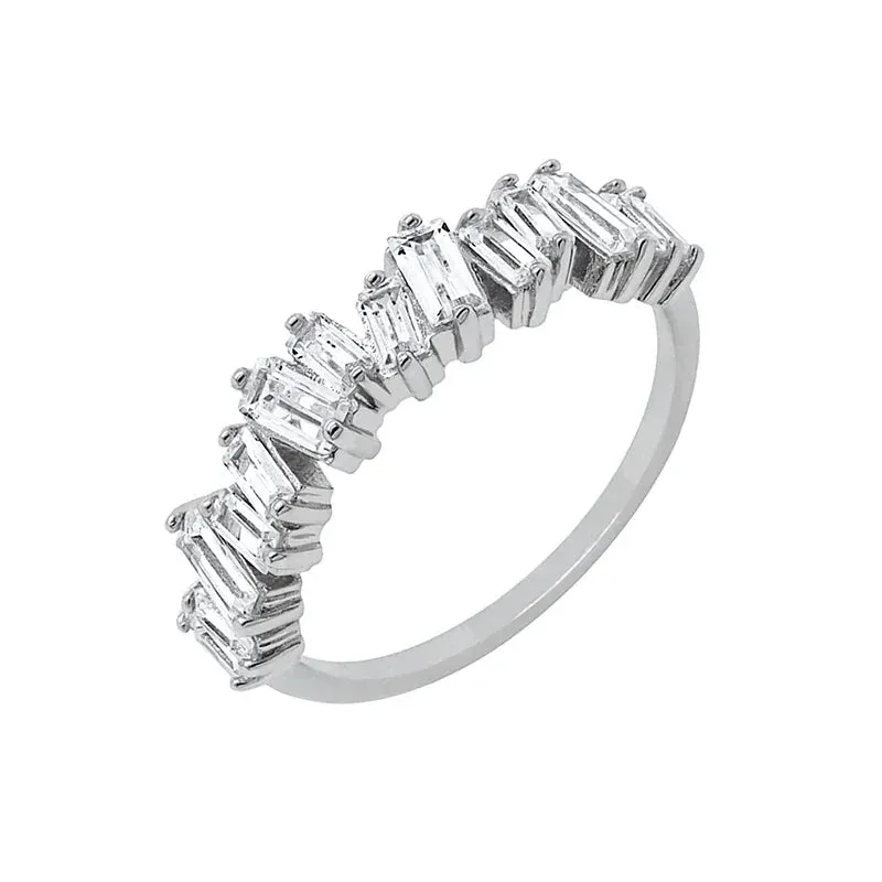 Silver Multicolor Crystal Rings Turquoise Engagement Wedding Promise Ring Party Jewelry Gifts