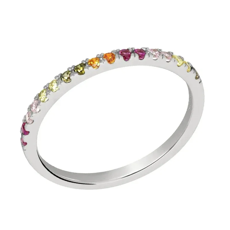 Silver Multicolor Crystal Rings Turquoise Engagement Wedding Promise Ring Party Jewelry Gifts