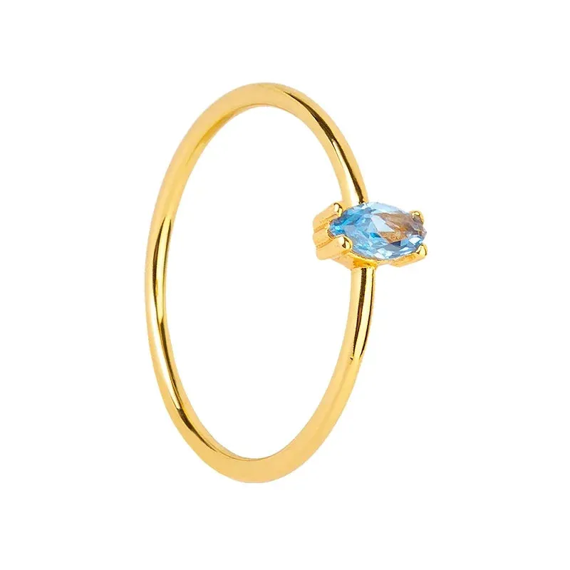 Silver Multicolor Crystal Rings Turquoise Engagement Wedding Promise Ring Party Jewelry Gifts