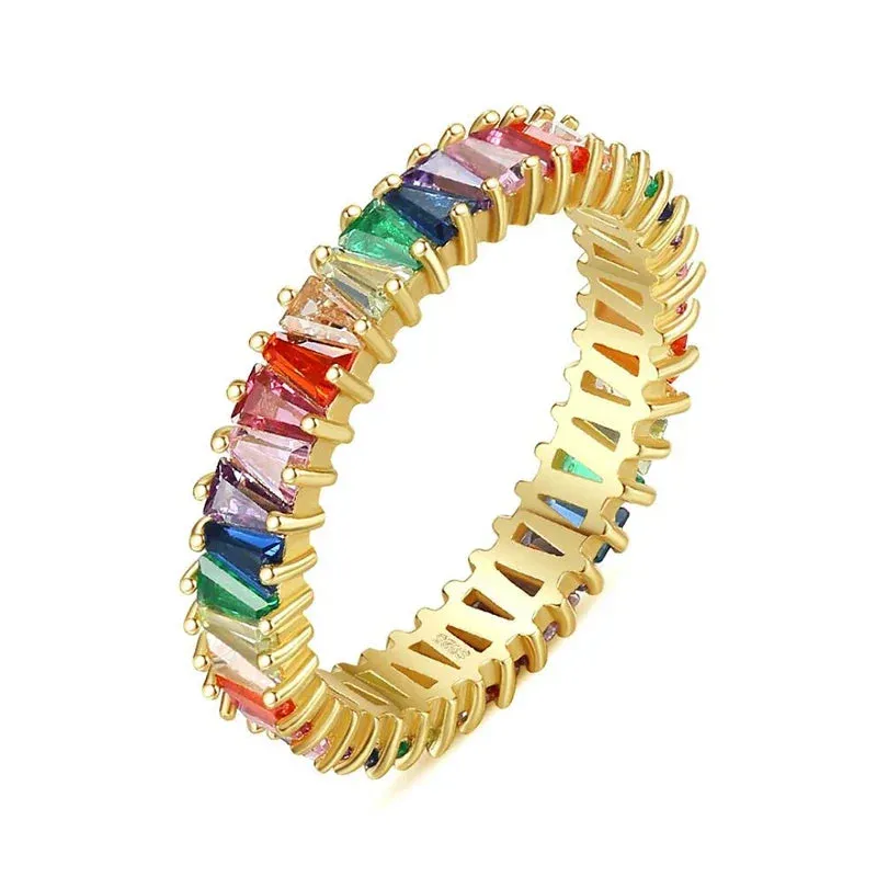 Silver Multicolor Crystal Rings Turquoise Engagement Wedding Promise Ring Party Jewelry Gifts