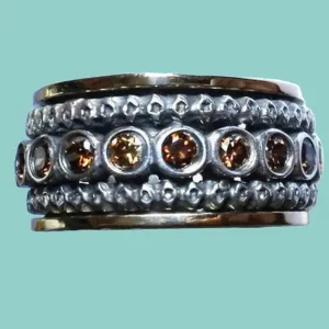 Silver spinner ring CZ Zircons Women rings silver gold 9ct  Meditation ring