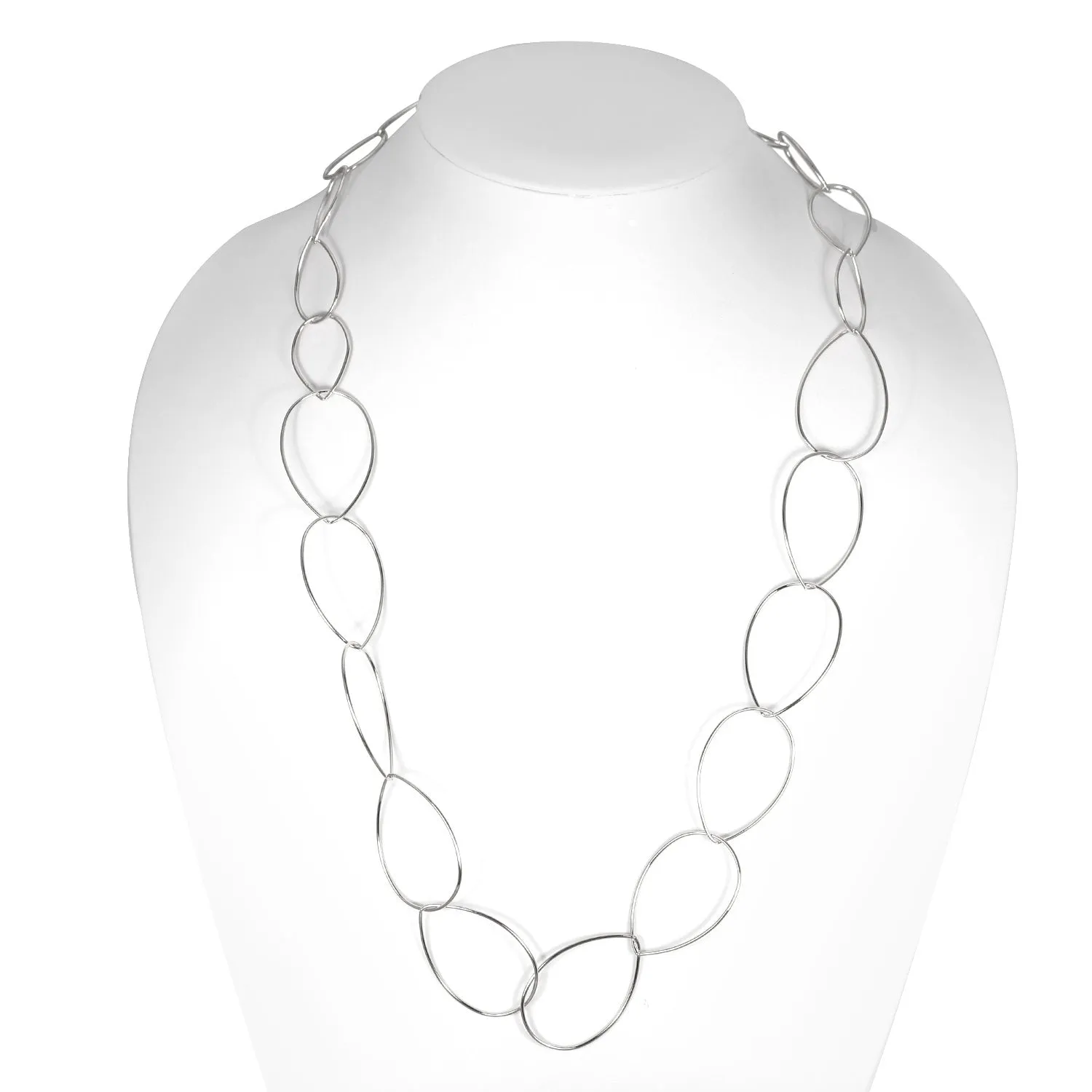 SILVER-TONE METAL  LINK NECKLACE #SWKK-6657RD (MA10)