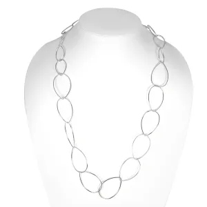 SILVER-TONE METAL  LINK NECKLACE #SWKK-6657RD (MA10)