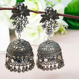 Silver-Toned Classic Jhumkas Earrings