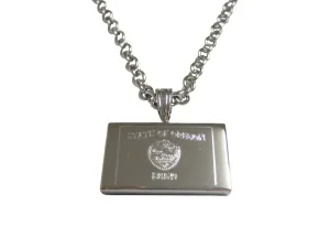 Silver Toned Etched Oregon State Flag Pendant Necklace