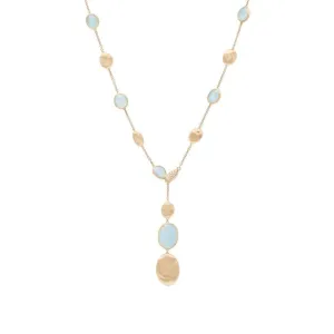 Siviglia 18K Yellow Gold Aquamarine Bead Stations Diamond Lariat Necklace