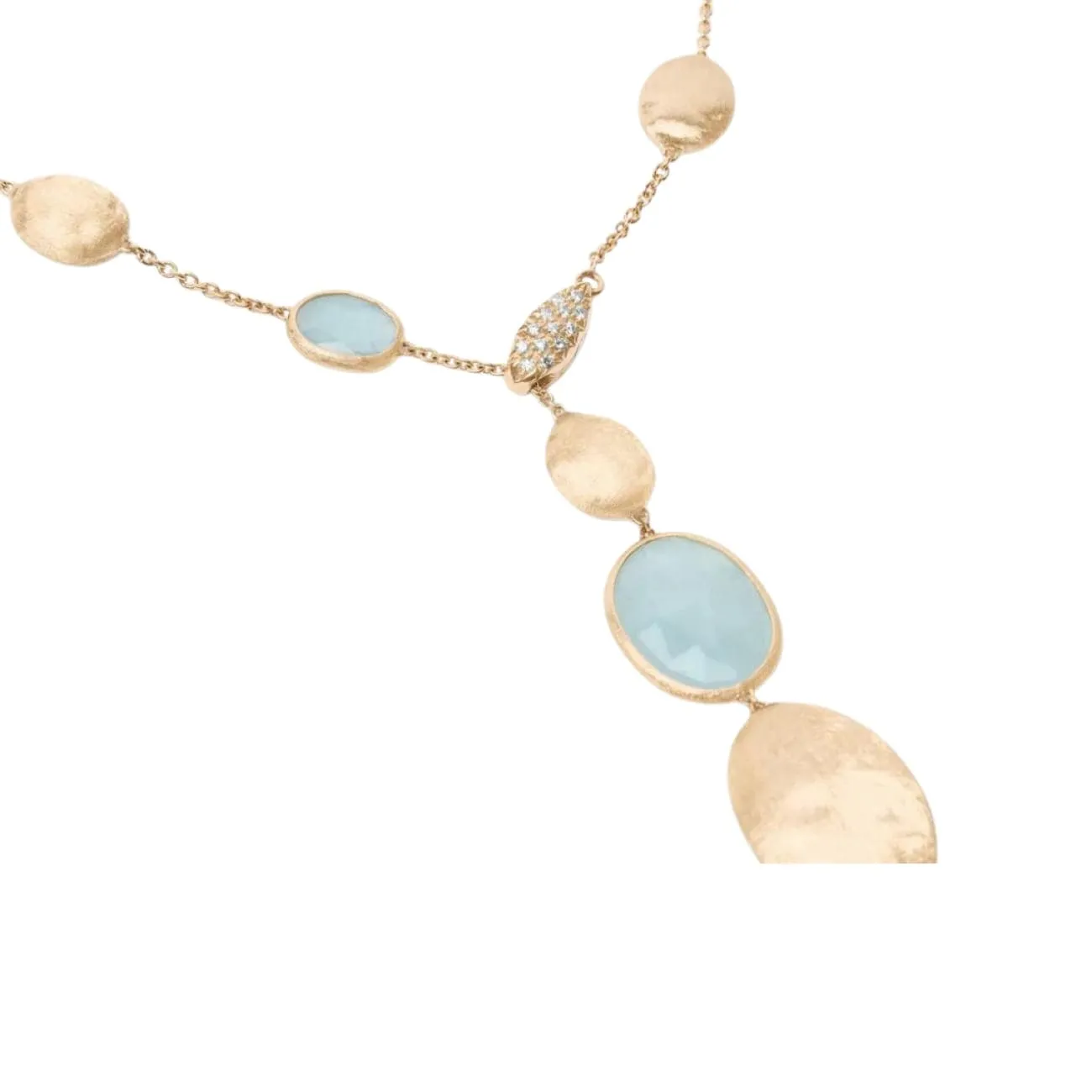 Siviglia 18K Yellow Gold Aquamarine Bead Stations Diamond Lariat Necklace