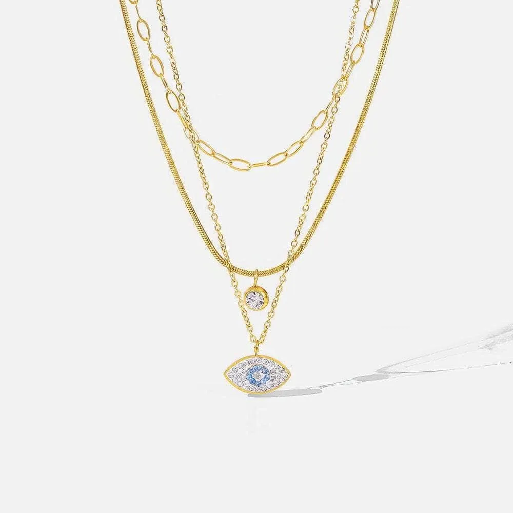 Sky Blue Eyes Zircon Crystal Pendant Necklace