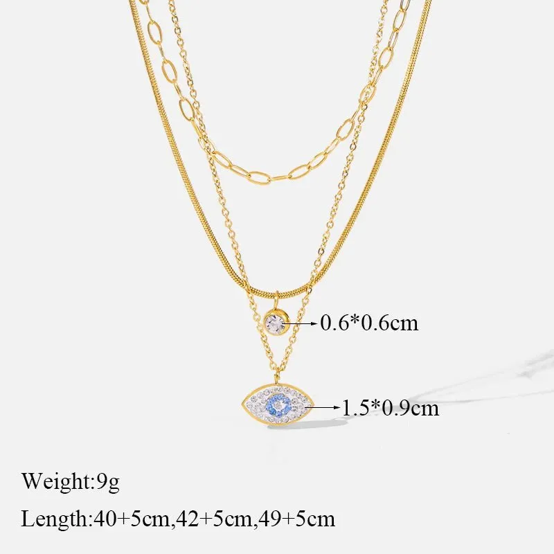 Sky Blue Eyes Zircon Crystal Pendant Necklace