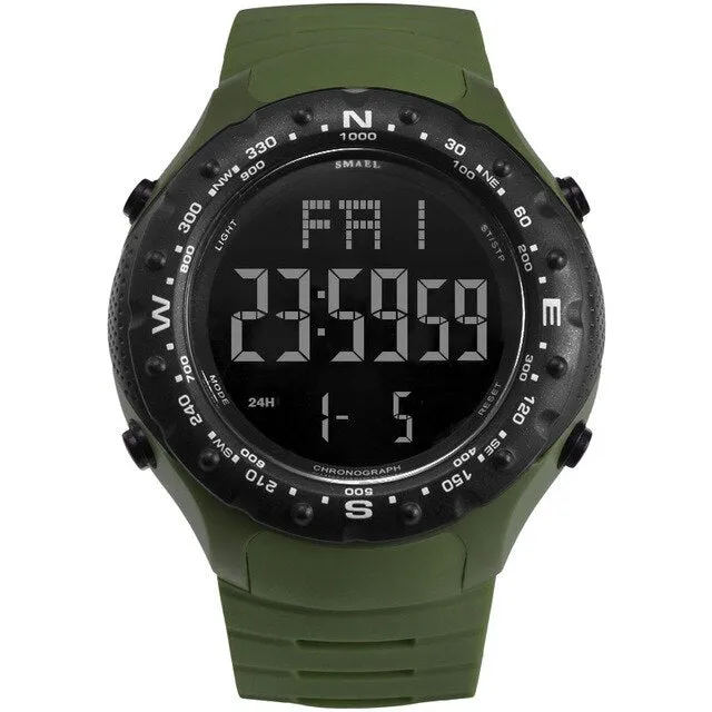 SMAEL Men Sports Watches Countdown Double Time Watch Alarm Chrono Digital Wristwatches 50M Waterproof Relogio Masculino