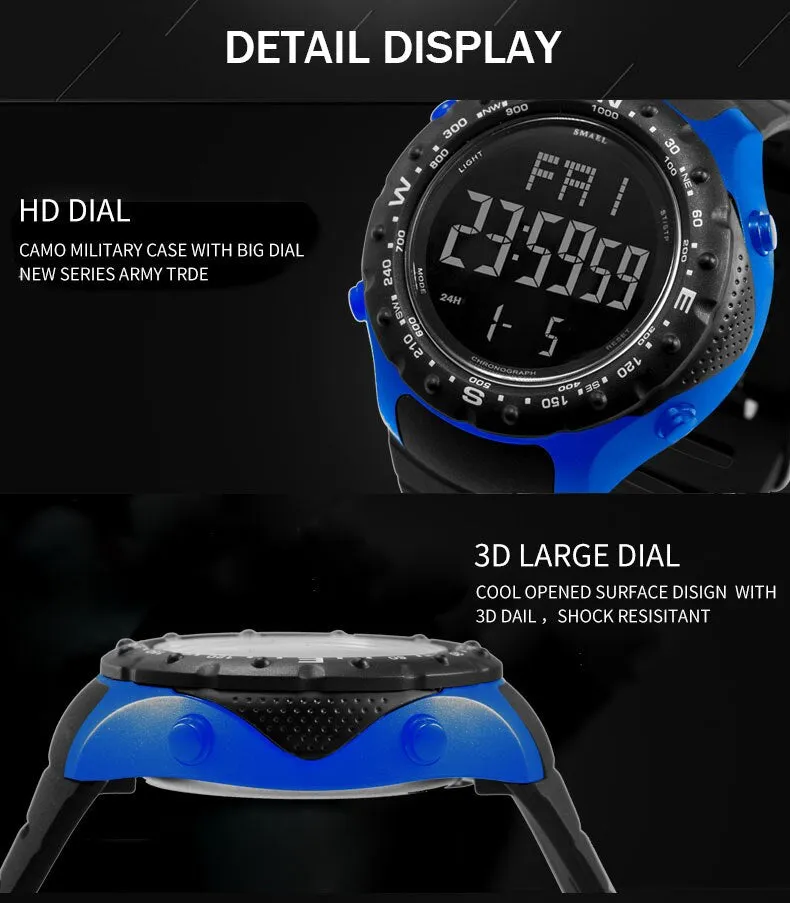 SMAEL Men Sports Watches Countdown Double Time Watch Alarm Chrono Digital Wristwatches 50M Waterproof Relogio Masculino