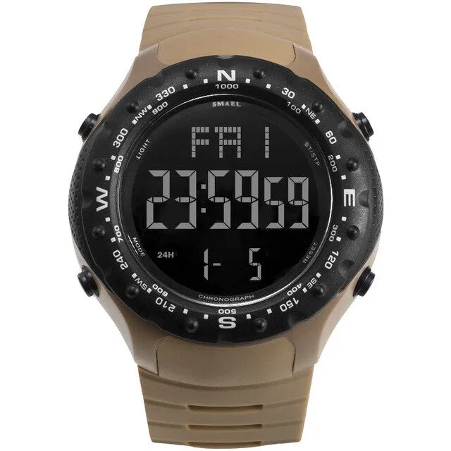 SMAEL Men Sports Watches Countdown Double Time Watch Alarm Chrono Digital Wristwatches 50M Waterproof Relogio Masculino