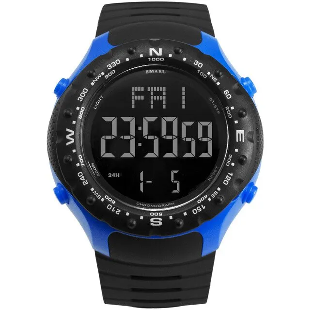 SMAEL Men Sports Watches Countdown Double Time Watch Alarm Chrono Digital Wristwatches 50M Waterproof Relogio Masculino