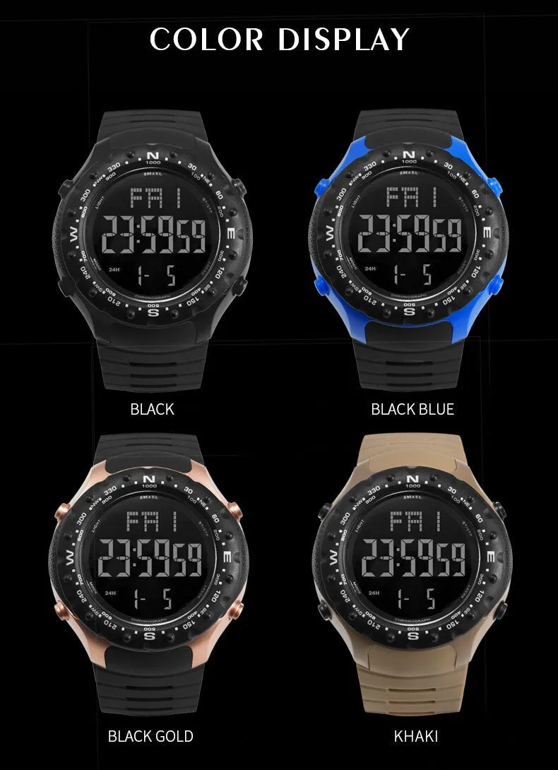 SMAEL Men Sports Watches Countdown Double Time Watch Alarm Chrono Digital Wristwatches 50M Waterproof Relogio Masculino