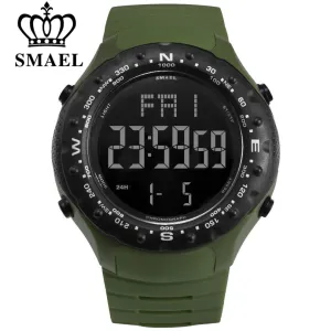SMAEL Men Sports Watches Countdown Double Time Watch Alarm Chrono Digital Wristwatches 50M Waterproof Relogio Masculino