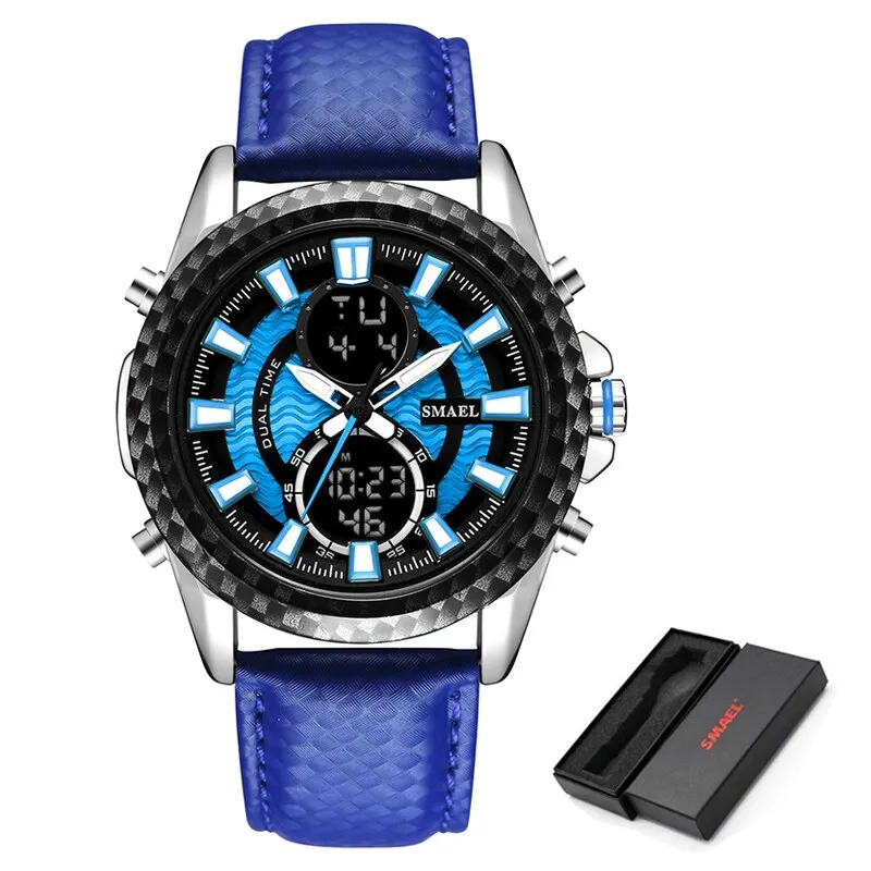 SMAEL Men Watch LED Digital Clock Waterproof Sport Quartz Wristwatch for Man Multifunction Military Watches Relogio Masculino