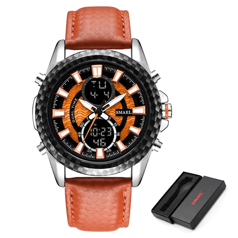 SMAEL Men Watch LED Digital Clock Waterproof Sport Quartz Wristwatch for Man Multifunction Military Watches Relogio Masculino