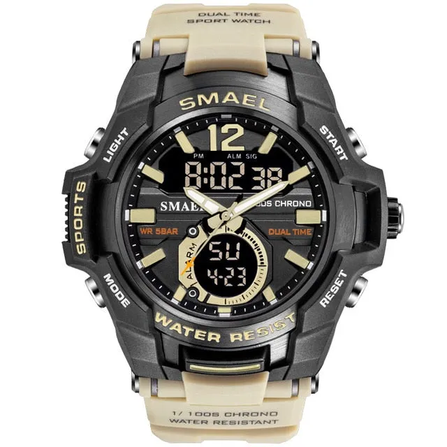 SMAEL Men Watches Fashion Sport Super Cool Quartz LED Digital Watch 50M Waterproof Wristwatch Men Military Army Clock Male