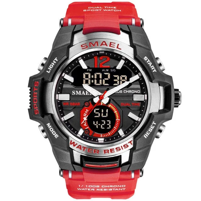 SMAEL Men Watches Fashion Sport Super Cool Quartz LED Digital Watch 50M Waterproof Wristwatch Men Military Army Clock Male