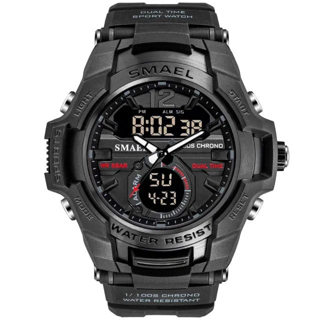 SMAEL Men Watches Fashion Sport Super Cool Quartz LED Digital Watch 50M Waterproof Wristwatch Men Military Army Clock Male