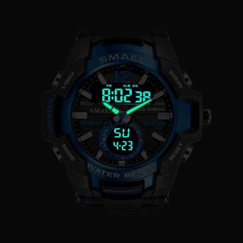 SMAEL Men Watches Fashion Sport Super Cool Quartz LED Digital Watch 50M Waterproof Wristwatch Men Military Army Clock Male