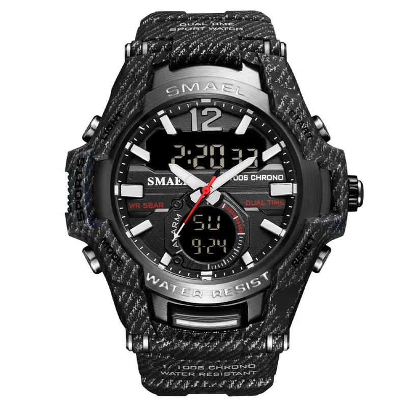 SMAEL Men Watches Fashion Sport Super Cool Quartz LED Digital Watch 50M Waterproof Wristwatch Men Military Army Clock Male