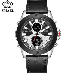 SMAEL Top Luxury Brand Men&#39;s LED Digital Quartz Watch Men Leather Waterproof Sport Watches Military Clock Relogios Masculino