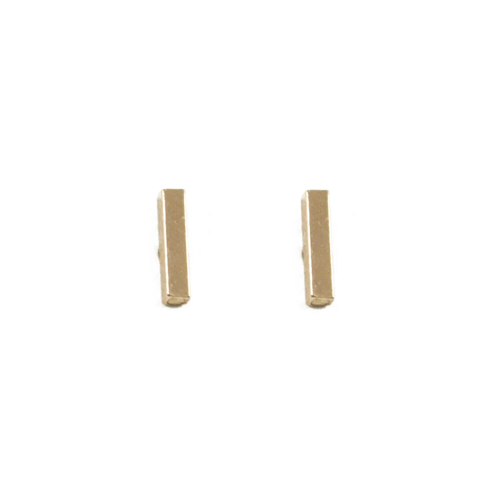 Small Bar Stud Earrings in Gold