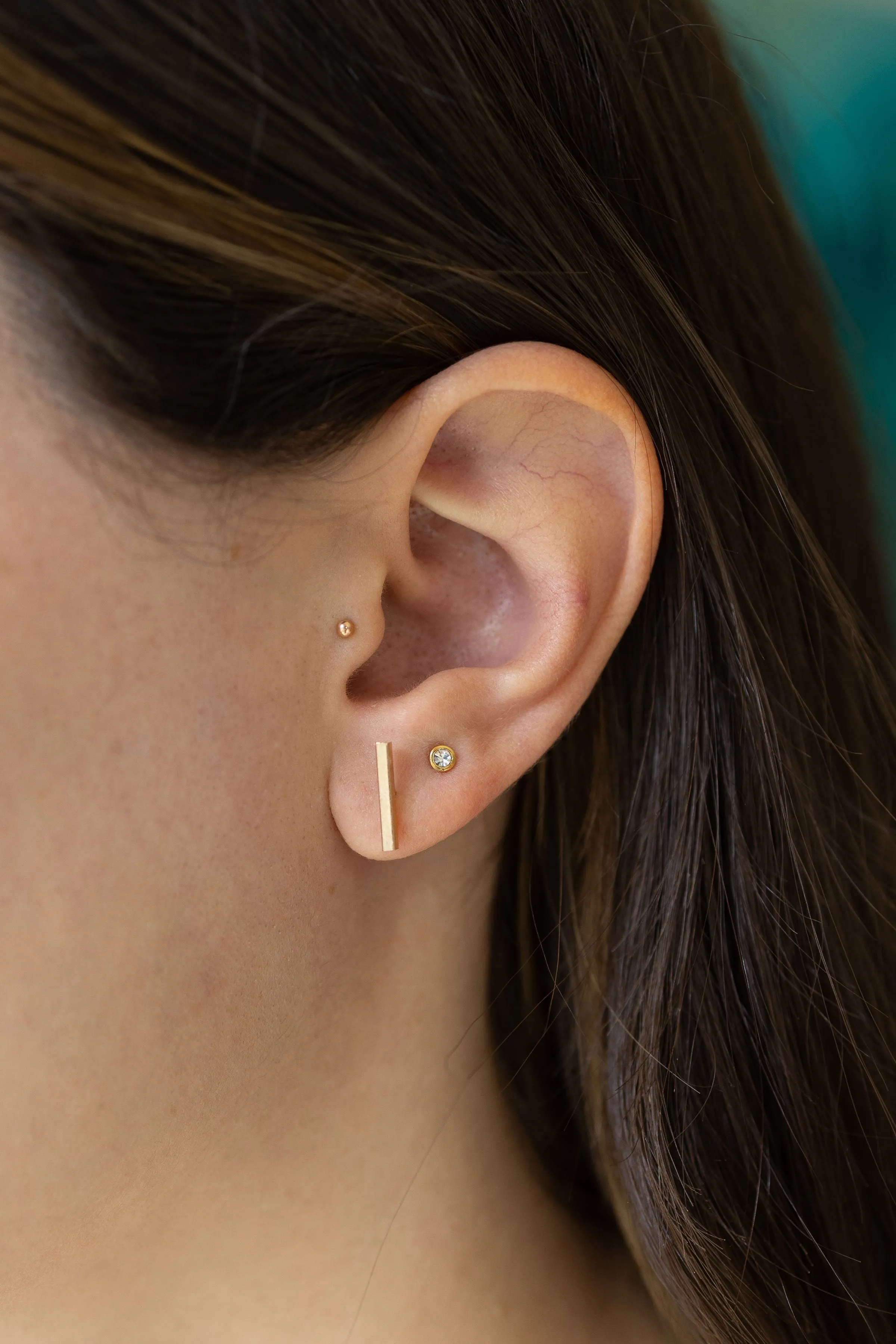Small Bar Stud Earrings in Gold