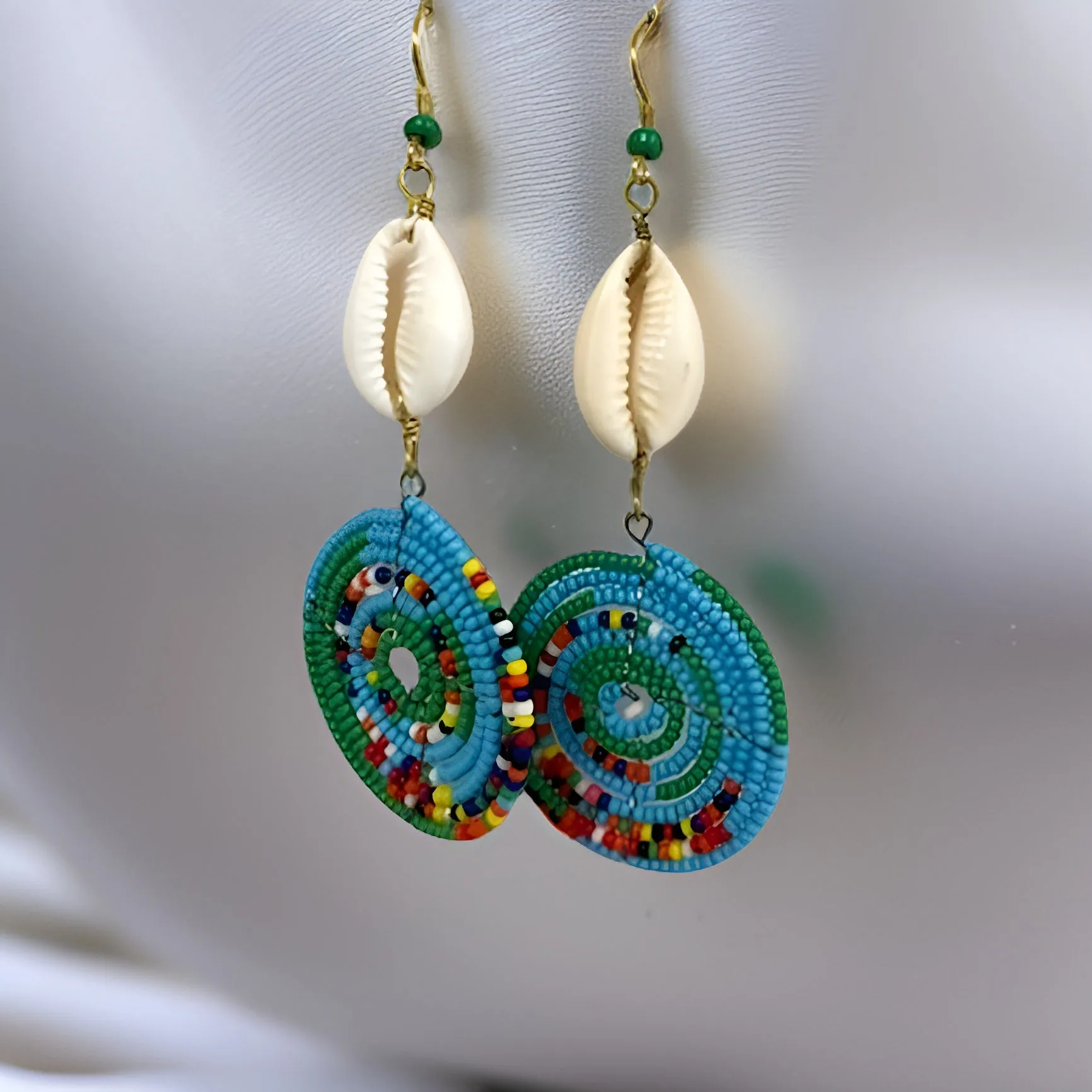 Small Cowrie Shell African Masai Earrings
