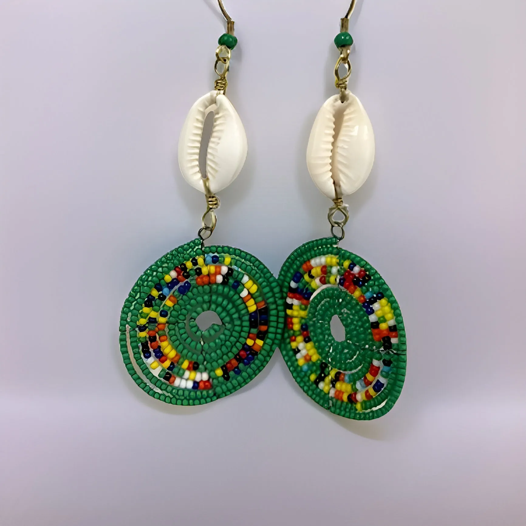 Small Cowrie Shell African Masai Earrings