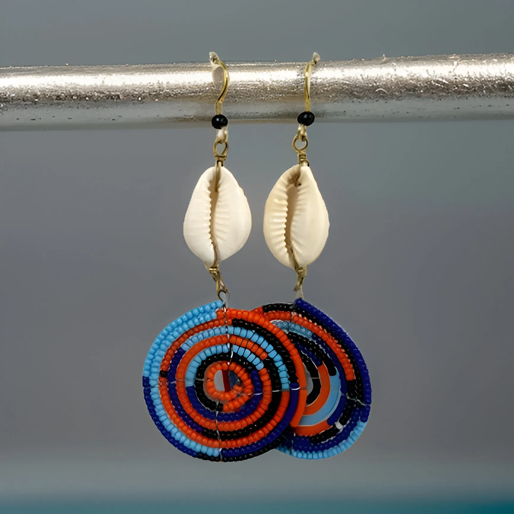 Small Cowrie Shell African Masai Earrings