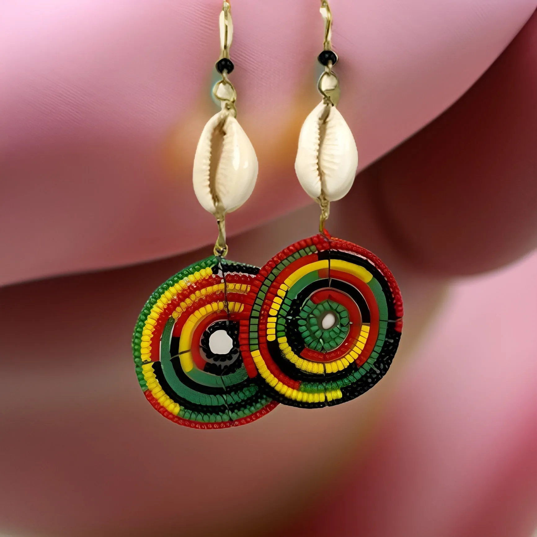 Small Cowrie Shell African Masai Earrings