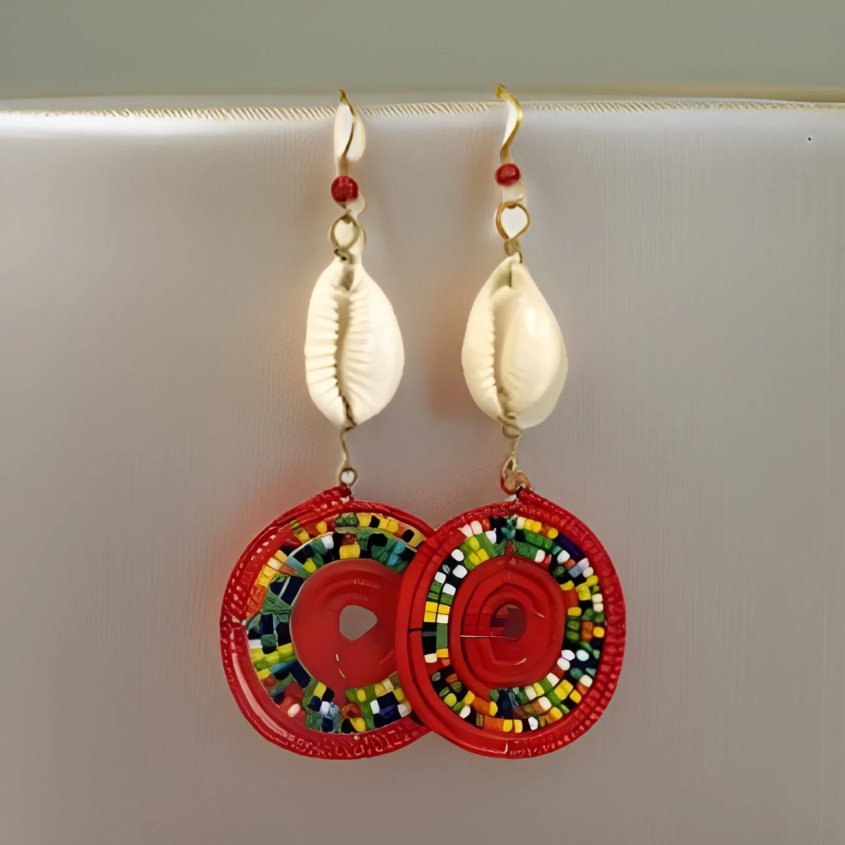 Small Cowrie Shell African Masai Earrings